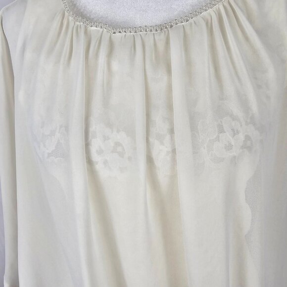 Blouse Top US 4 Ivory Lace Sheer Elegant Overlay Pearl Neck Trim Joseph Ribkoff - Picture 14 of 16